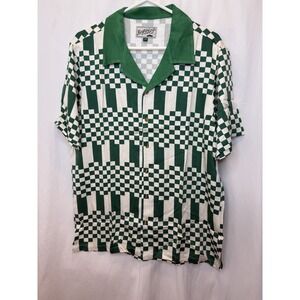 Bogey Boys Golf Men's S Checkered Bowling Button Up‎ Shirt Green NWT Macklemore